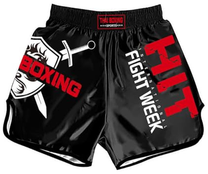 ZUYPSK Short de boxe MMA pour enfant - Short de boxe thaïlandaise - Short court pour le kickboxing - Arts martiaux classiques - Coupe étroite - Fitness - Vêtement de sport