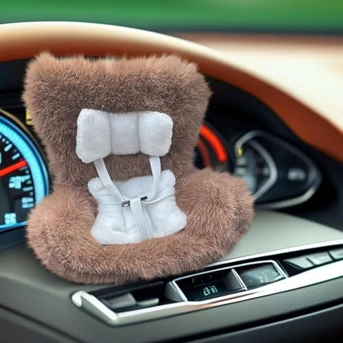Car Seat with Air Vent Clip and Desktop Stand, Doll Car Seat with Soft Furry Cushion Seat, Cute and Functional Car Ornament for Collectors & Doll Fans (Brown)