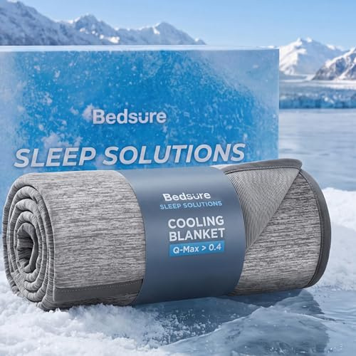 Bedsure Cooling Blanket Double Size - Dual Sided, Twin, Grey, 150x200cm | Rayon Derived from Bamboo and Arc-chill Cooling Fiber, Cooling Blanket for Night Sweats and Hot Sleepers, Summer, Lightweight