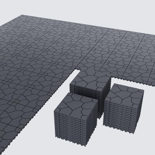 Airsell Interlocking Deck Tiles | Plastic Outdoor Flooring for Patio, Garden & Balcony | Waterproof & All-Weather | Anti-Slip Surface (Dark Gray LSTPK-44 Pcs (44 Sq Ft))