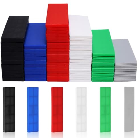 NUTKIT 100 Pezzi Spessori in Plastica per Mobili, 1-6mm 100mm x 28mm Premium Spessori in Plastica, Cunei per Piastrelle, Vetri, Finestre e Porte