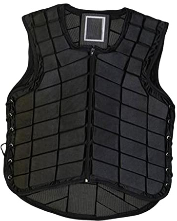 MotiveTech Chaleco de Equitación, Chaleco de Equitación para Hombre, Protector Transpirable, Protector Deportivo Profesional Ajustable de EVA, Chaleco de Entrena, Negro, Adulto XL
