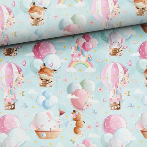 Tessuto Cotone Fantasia Bambini 100 cm x 158 cm Stoffa per Cucito, Tessuti al metro, Stoffa cotone al metro, Cotoni per cucire, Stoffe per bambini (Unicorni3)