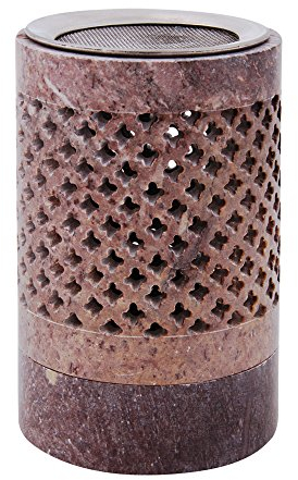 Weihrauchbrenner Windlicht Bareli Höhe 11,5 cm, Ø 7,5 cm mit Edelstahlsieb Ø 7 cm - FAIR Trade Softstone