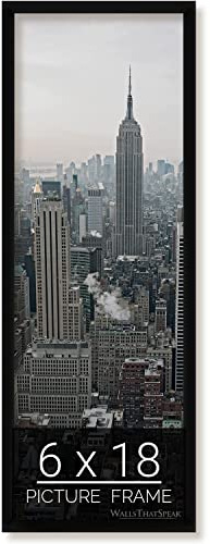 wallsthatspeak 6x18 Picture Frame – Black Smooth Finish, Modern Gallery Style, 1.25-Inch MDF Moulding with Clear Plexiglass and Durable Backing – Wall Display for Posters, Puzzles, Photos, or Art