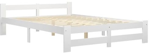 vidaXL Massivholzbett Bett Holzbett Bettgestell Bettrahmen Lattenrost Doppelbett Schlafzimmerbett Schlafzimmermöbel Weiß Kiefer 180x200cm