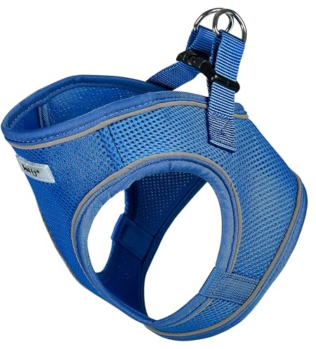Bunty Voyage Dog Harness, Large - Anti Pull, Escape Proof Harness, Lightweight & Durable, Reflective Trim, Breathable Padded Mesh, Easy Fit, Lead Attachment - Large, Blue