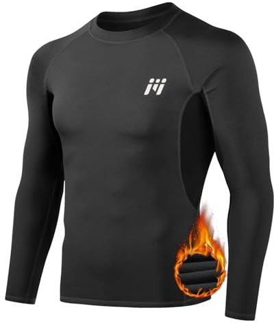 MEETWEE Tee Shirt Thermique Homme, sous-Vêtements Thermiques de Compression à Manches Longues Chemises de Sport pour Hommes Running Gym