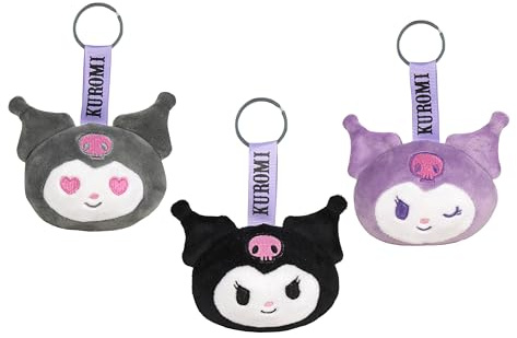 Grandi Giochi Hello Kitty Portachiavi Kawaii - Portachiave Peluche Di Kuromi Morbido, 3 Differenti Modelli Color Pastello Non Selezionabili, Idea Regalo Per Bambini E Appassionati Dai 10 Mesi