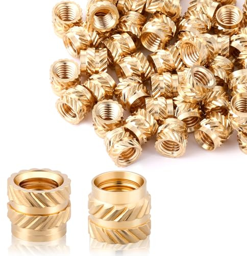 50 inserti filettati M5, dadi in ottone con stampa 3D, dadi di pressatura, filettatura zigrinata in ottone, inserti filettati femminili, 5,9 x 7 mm
