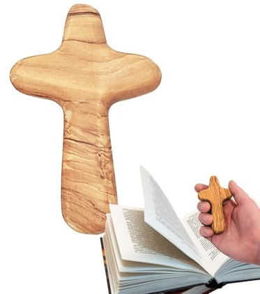 Generico Cruz de bolsillo de madera de olivo – Cruz adherente de la santa de confort manual | Blessing Cross para la agregación, de fe cristiana, de oración de madera, recuerdo espiritu