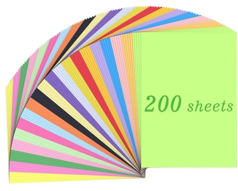 AMSGANK 200 Fogli Carta A4 Colorati, 20 Colori Fogli Colorati Carta per Origami (70 g/m²) Utilizzata per Progetti di Origami Fai-Da-Te e Progetti Artistici (21,0 x 29,7 cm)