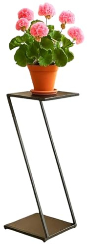 DanDiBo Soporte para flores de metal negro rectangular 80 cm en forma de Z 96641 soporte para plantas, taburete para flores, mesa auxiliar, diseño moderno