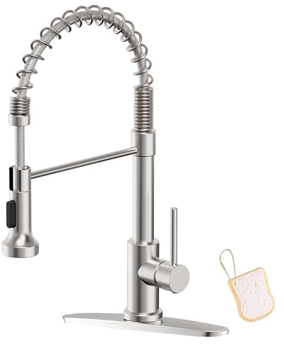 Asinse Kitchen Faucet with Sink Mat, Pull Down Kitchen Faucet with Sprayer, 2 Modes High Arc Stainless Steel Kitchen Sink Faucet, 360° Swivel Modern Tap for RV, Bar, Laundry, Garden