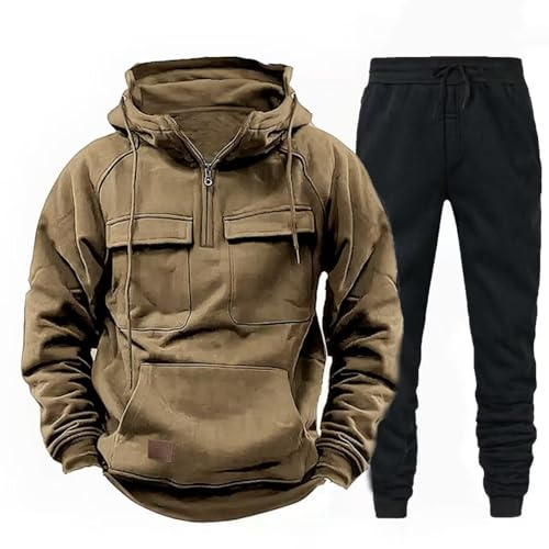 Chándal de hombre completo cómodo gimnasio sudaderas con capucha y pantalones anchos jogging fitness conjuntos deportivos ligeros con bolsillos chándal otoño invierno manga larga conjunto Tracksuit