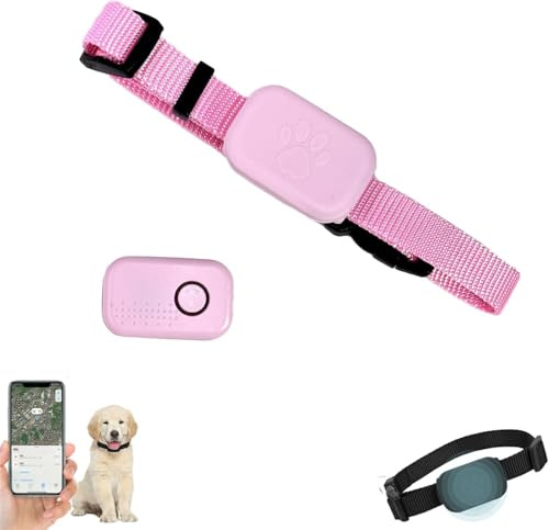 Cat Tracker GPS, Pet Tracker for Small Cats and Dogs, No Monthly Fee, Works with Apple Find, Compatible with iOS/Android, Real-Time Tracking for Pets (Pink)