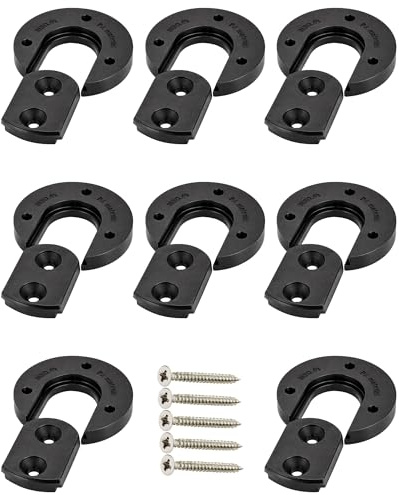 Gedotec Einhängeverbinder schwarz aus Kunststoff – 8 Stück Reihenverbinder Ø 49 mm Höhe 8 mm inkl. Befestigungsschrauben – fugenloser Verbindungsbeschlag für Stuhl- und Tischreihen