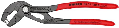 KNIPEX Federbandschellenzange auf SB-Karte mit rutschhemmendem Kunststoff überzogen 180 mm, 85 51 180 A SB