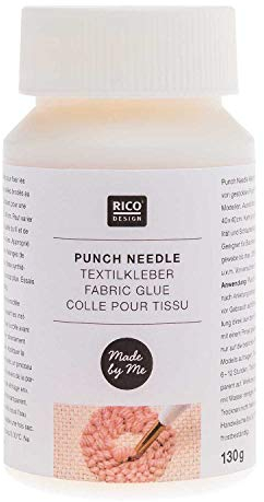 Rico Design Punch Needle Textilkleber 130 ml - Stoffkleber für Baumwolle, Mischgewebe & Kunstfaser - Kleber für Punch Needle Arbeiten