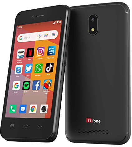 TTfone TT20 Smart Mobile Phone with Android GO - 8GB - Dual Sim - 4Inch Touch Screen - Pay As You Go (Vodafone PAYG)