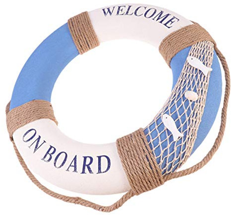 Happyyami 1 Pc Bouée De Sauvetage Suspendue Méditerranéenne Bouée De Sauvetage en Tissu Décoration Murale Nautique Décor De Chambre De Sirène Décoration De Bord De Mer Ancien Mur Décoratif