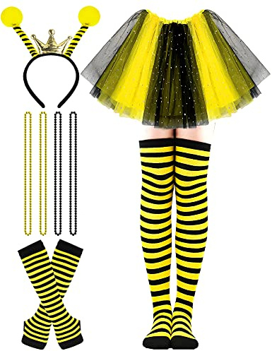 Hikkcos Bee Costume for Women Halloween Bumble Bee Tutu Skirt Set