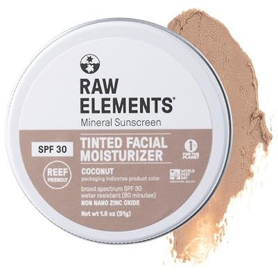 Raw Elements Ultra-Moisturizing Tinted Face Sunscreen, Coconut, 1-Pack