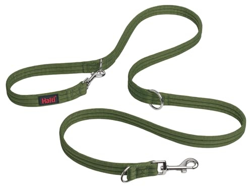 HALTI Doppelführleine - Multifunktionale Hundeleine zum Trainieren und Gassigehen mit Ihrem Hund. Leicht und mit Neopren gepolsterte. Für Welpen geeignet (Größe Klein, Waldgrün, 2m)