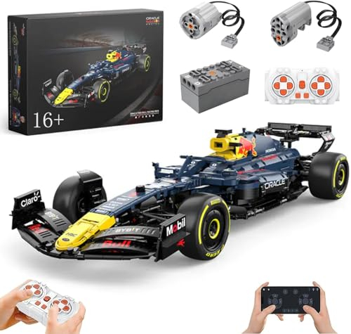 Technik F1 Auto für Red Bull RB19, Mit Motoren Set, 1:8 Groß Formel 1 Auto Modellbausatz, 2509 Teile Klemmbausteine Set
