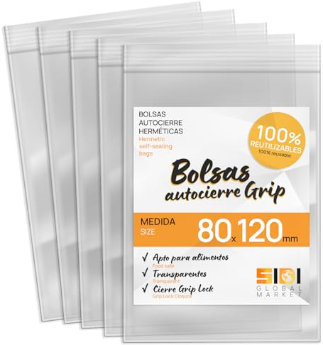 SIDI Lot de 1000 sacs en plastique transparent pour congélation des aliments, sachets à fermeture automatique pour anniversaire, cadeau, bonbons, voyage (80 x 120 mm)