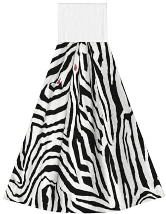 JEJEA Hängendes Küchentuch mit Zebramuster, Bauernhaus-Dekor, weiche Handtücher mit Schlaufe für Badezimmer, Waschlappen