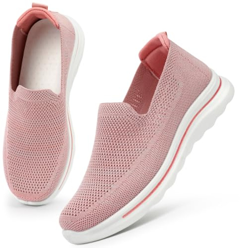 OFFCUP Zapatillas Sin Cordones para Mujer, Zapatillas Ortopédicas para Mujer Comodos y Ligeras, Sin Cordones Zapatos Ortopédicos Transpirables, para Correr, Trabajar, Andar, Pasear (Rosado/41EU)