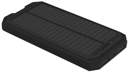 Caricatore solare | Carica esterna impermeabile | Caricabatterie solare portatile | Bussola integrata e luce – Custodia leggera con pannello solare per escursioni, campeggio, escursioni, picnic e