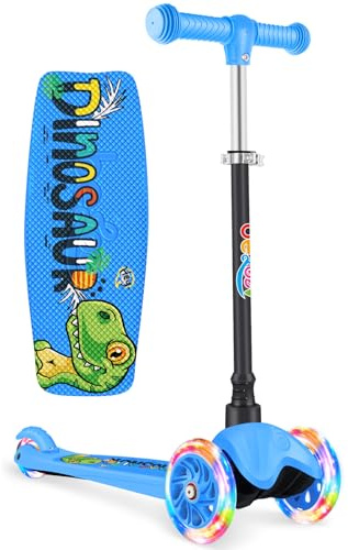 BELEEV Kinder Roller 2 Jahre, 3 Räder Scooter Kinder 2-6 Jahre mit LED Leuchtende Räder, Bremsen, Rutschfestes Deck, Höhenverstellbare, Rollerkinder 2 Jahre Mädchen Jungen Geschenk-Blue