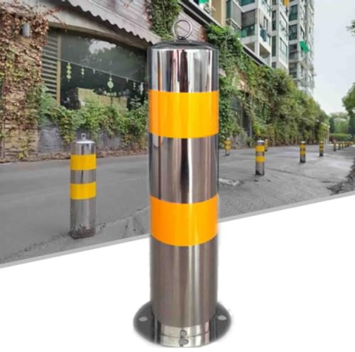 Paletto di sicurezza per parcheggio, paletto di parcheggio fisso, paletto di sicurezza per parcheggio fisso, barriera di parcheggio in metallo, nastro riflettente con anello, facile da insta