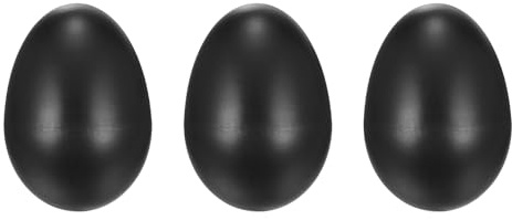 sourcing map 3 Pcs Egg Shakers, Plastic Musical Eggs Maracas Hand Percussion Instruments for DIY Painting Music Learning Easter Party Performance, Black