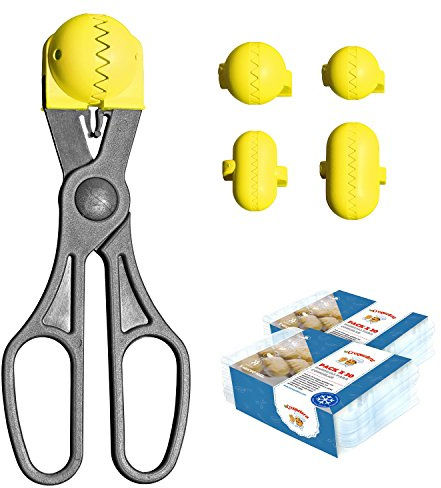 La Croquetera Pack- Utensilio Multiusos Color Amarillo - 4 moldes Intercambiables para masas + Pack 40 Bandejas conservación - 100% español : Patentado y Fabricado en España