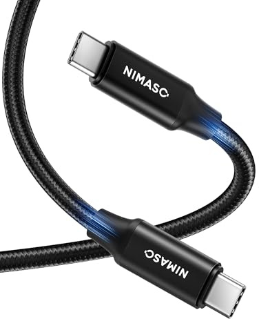 NIMASO USB C to USB C 3.1 Gen2 Fast Charge Video Cable(6.6ft/2m), 100W 5A 10Gbps Fast Data Transfer, 4K Video Output for iPhone 15/15Pro,Samsung Galaxy S23/S22,iPad Pro 11/12.9,iPad mini 6,Macbook Pro