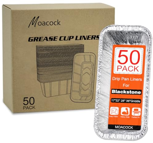 MOACOCK 50-pack dropppanna kompatibel med Blackstone Griddles 28 & 36 & 30 & 22 & 17 tum, aluminiumfolie fettpannor, grillfettbricka grilltillbehör