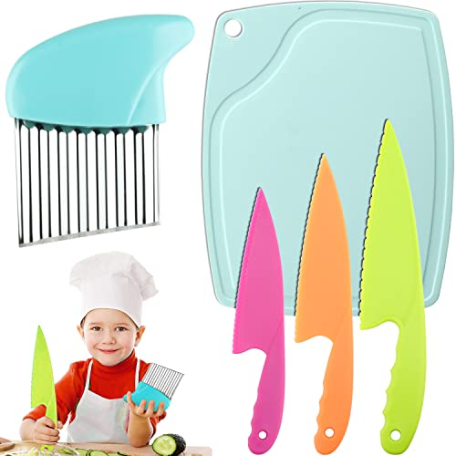 GALEPEE Set di coltelli da Cucina per Bambini 5 Pezzi Coltelli per Bambini, Coltelli di Sicurezza per Bambini, Coltello Bambini per Tagliare Insalata, Pane