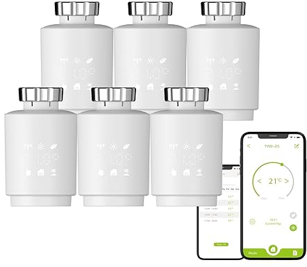 Qiumi Valvola del radiatore del termostato di Zigbee, eTRV, dimensione compatibile con la maggior parte delle valvole, Alexa, Googlehome Voice Control