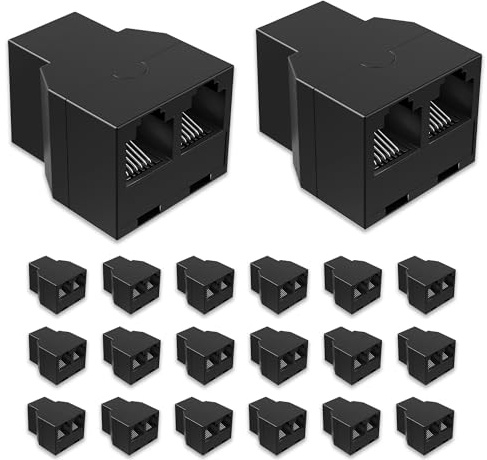 Uvital Phone Jack Splitter-1 Female to 2 Female, RJ12 6P6C, Black 20 Pack