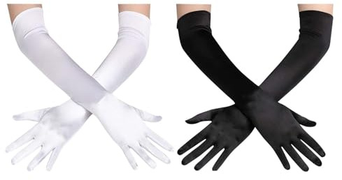 VEHYEGOI 2 Pairs Of Long Gloves, Bridal Long Gloves, Evening Dress Ele Gloves, Simple Solid Color Gloves, Party Wear Gloves