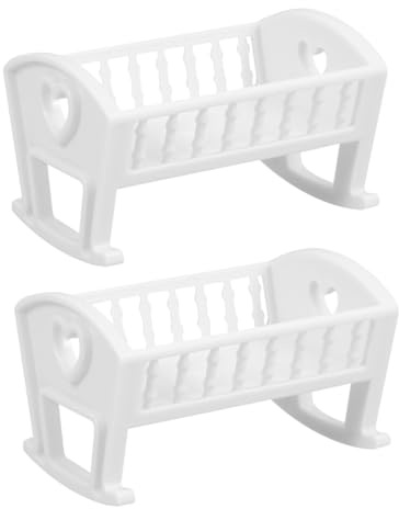 Vaguelly 2 Mini Cuna De MuñEcas De PláStico Realista Muebles para Casa De MuñEcas Accesorios De Dormitorio Juego Interactivo para NiñOs