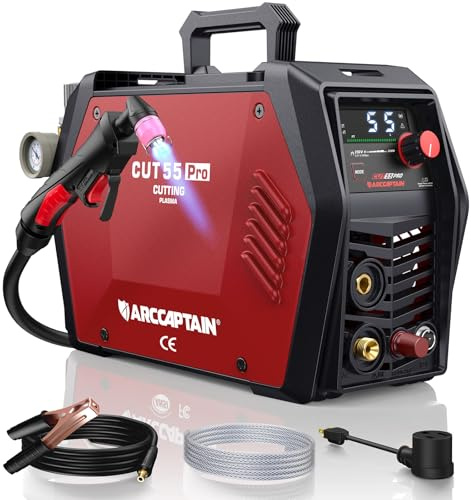 ARCCAPTAIN Cut55 Pro Plasmaschneiden, [App-Steuerung] Plasmaschneiden mit 55 Amp mit nicht berührendem Pilotbogen 120 V/240 V, großer LED-Bildschirm und 2T/4T-Modus, maximaler Schnitt von 3/4 Zoll