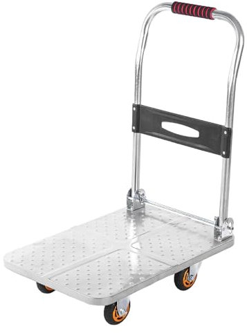 Generisch Chariot à plateforme pliable et résistant, capacité de 150 kg, 4 roues pour une maniabilité et un transport faciles