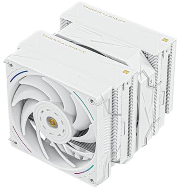 TR-Royal Pretor 130 Ultra White CPU luftkylare, PC dubbel tornkylare, High Performance 7 Heat Pipes CPU-kylning, vitt borstat övre skydd, för AM4/AM5, Intel lga1851/1700/1150/1151/2011
