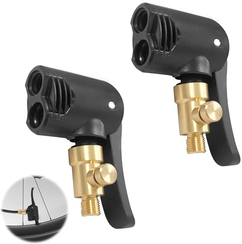 Mirriverse 2 Piezas Adaptadores de Bomba de Aire de Doble Cabezal, Conector de Palanca Latón, Boquilla 2 en 1 Presta y Schrader, Air Chuck, para Compresor Bici Coche (2)