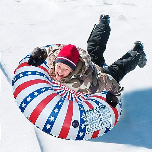Aumotop Snow Tube Uppblåsbart Tjockare PVC-slädrör för Vintern Snow Tubing med Handtag, Perfekt för Barn och Vuxna, Gjord Av Slitstarkt Material - ljusblå Snöflinga (Flagga)