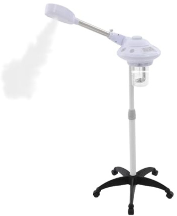 TONFEION Salon, vaporizzatore viso con ozono, girevole a 360°, professionale per sauna facciale, vaporizzatore, bagno turco, altezza regolabile 10-15 cm
